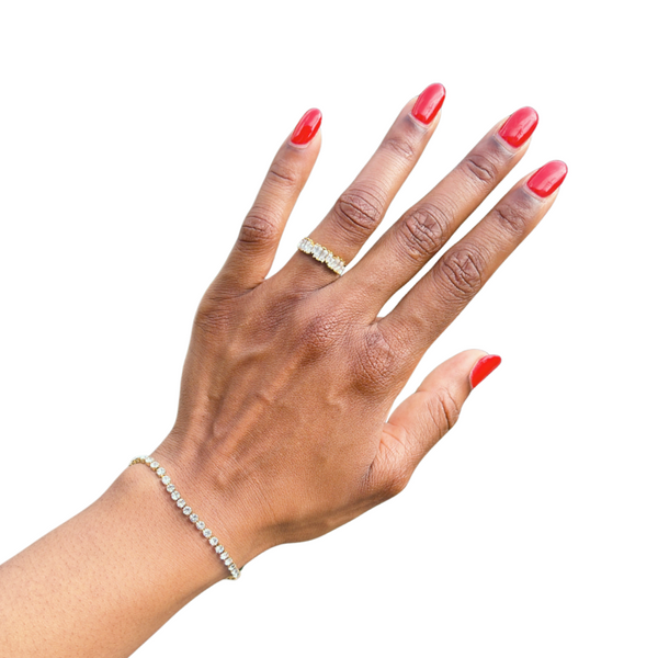 Alba I Bague en acier inoxydable et zircons