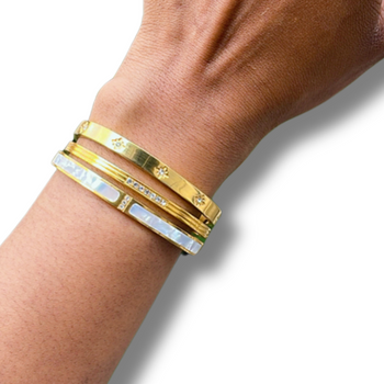 Céline I Bracelet jonc en acier inoxydable et zircons