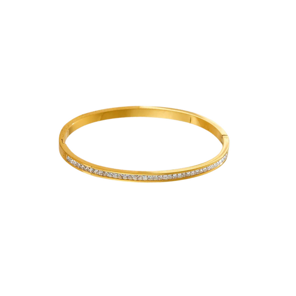 Justine I Bracelet jonc en acier inoxydable et zircons