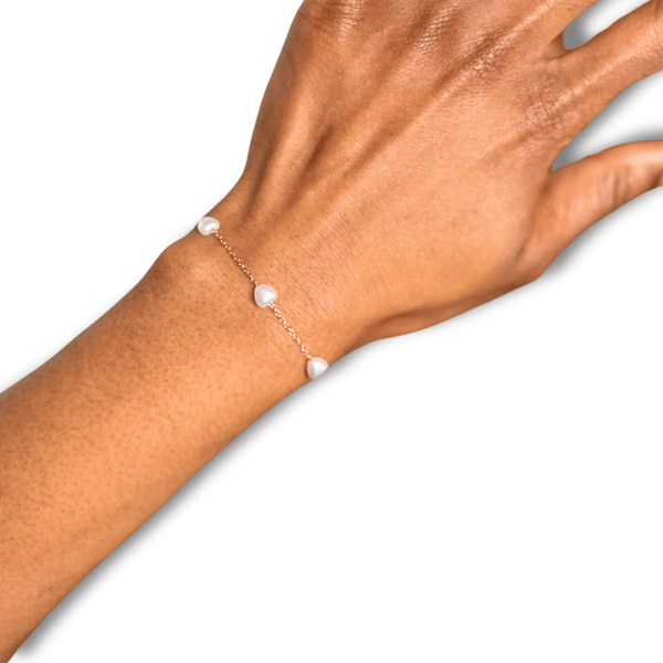 Cœur I Bracelet en acier inoxydable et imitations de perles douces