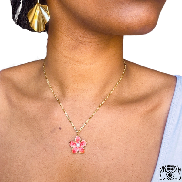 Flora I Collier en acier inoxydable et perle