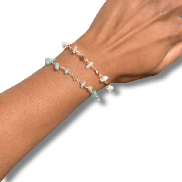 Elisa I Bracelet en acier inoxydable et pierres naturelles