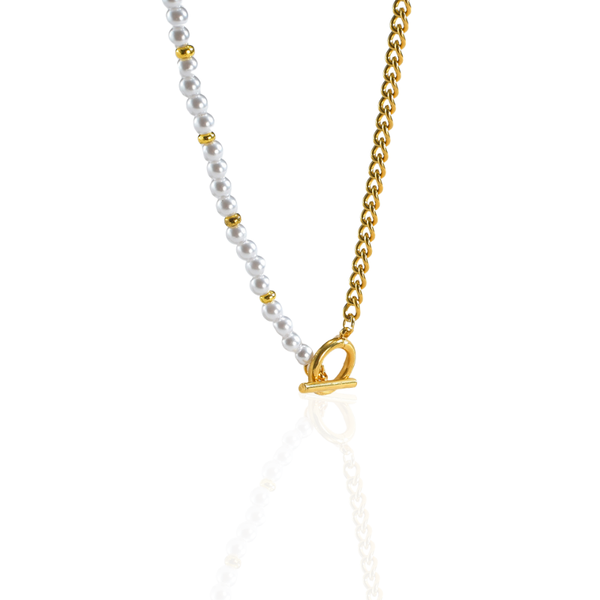 Gabrielle I Collier en acier inoxydable et imitation perles d’eau douces
