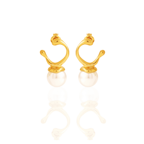 Naomi I Boucles d'oreille en acier inoxydable et imitation de perles d’eau douce