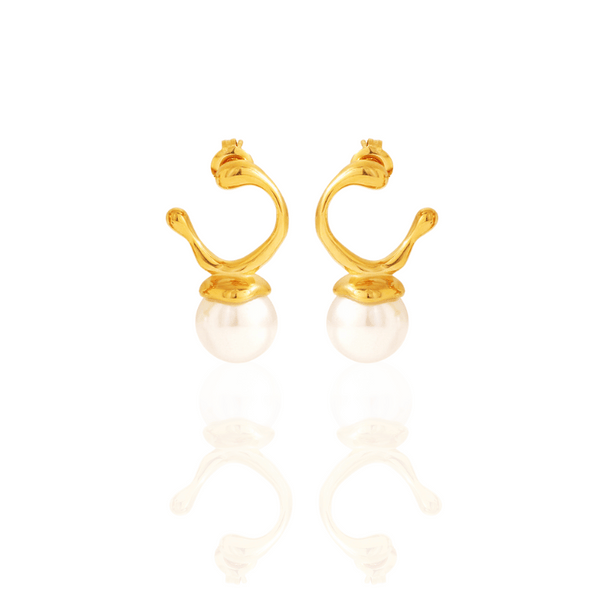 Naomi I Boucles d'oreille en acier inoxydable et imitation de perles d’eau douce