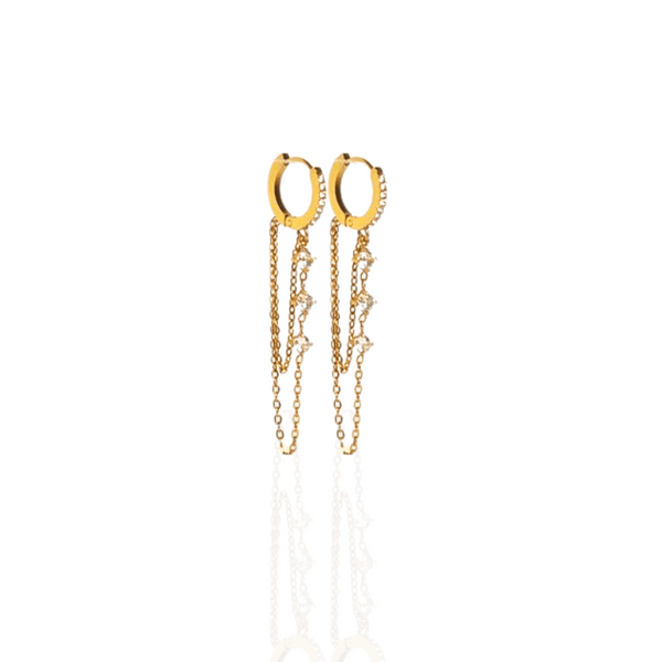 Stella I Boucles d'oreille en acier inoxydable et zircons