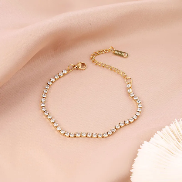 Chloé I Bracelet jonc en acier inoxydable et zircons